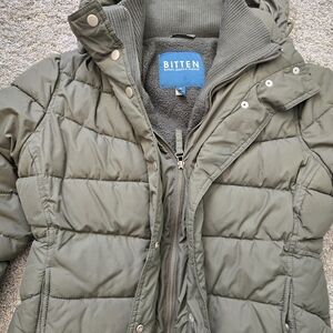 Bitten By Sarah Jessica Parker Down Forest Green‎ Puffer Jacket Coat Size Medium